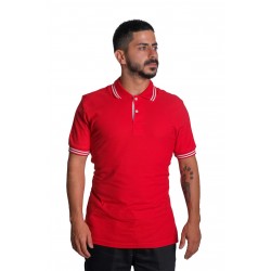 Polo Yaka Penye T-shirt kırmızı